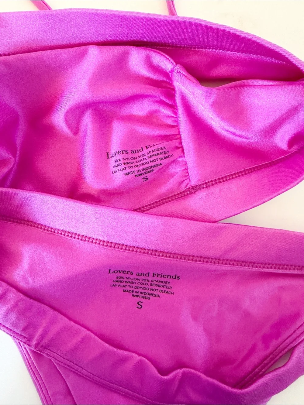 Lovers + Friends Magenta Satin-Look Bikini Set - Picture 2 of 3